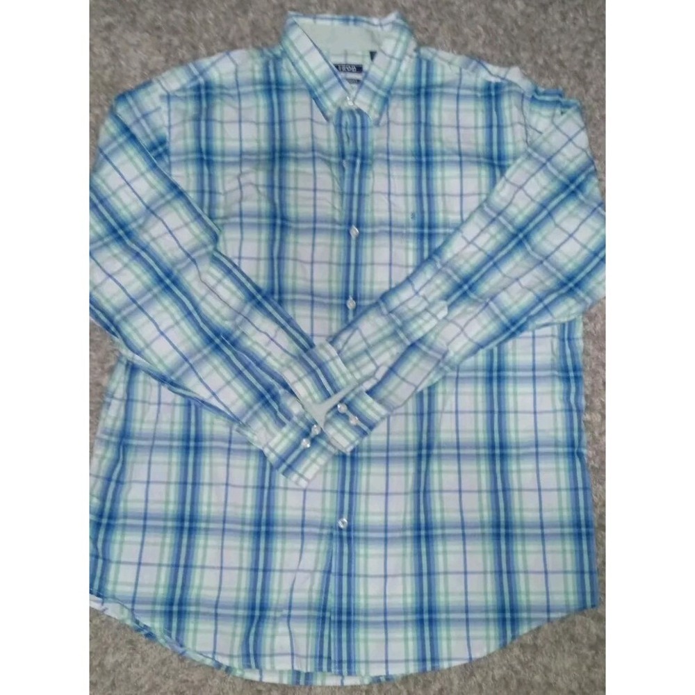 Men's J.B. Dillon Button Up Shirt Size XL Color White Yellow Blue 100% Cotton...